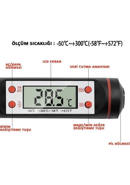 Hassas ve Hızlı Sıcaklık Ölçüm Sağlayan Dijital Mutfak Termometresi fırsatları