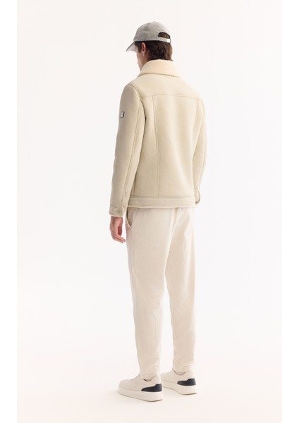 Erkek Ekru Kürklü Yaka Napa Comfort Fit Mont A52Y6057 fırsatları