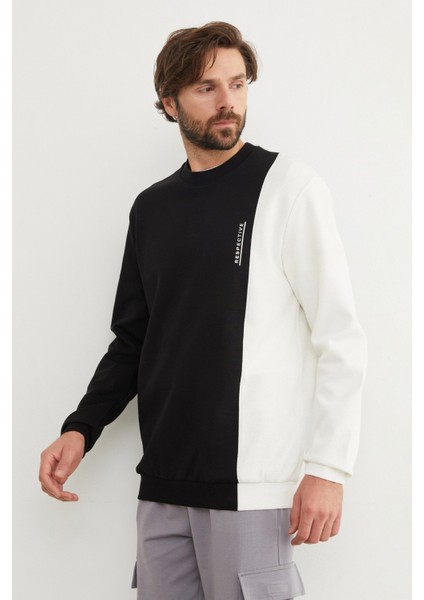 Respectıve Yazı Baskılı Renk Bloklu Sweatshirt