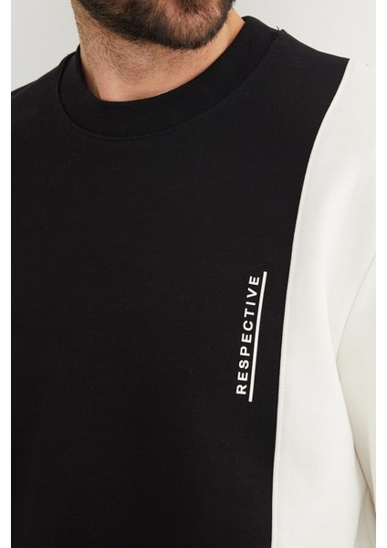 Respectıve Yazı Baskılı Renk Bloklu Sweatshirt