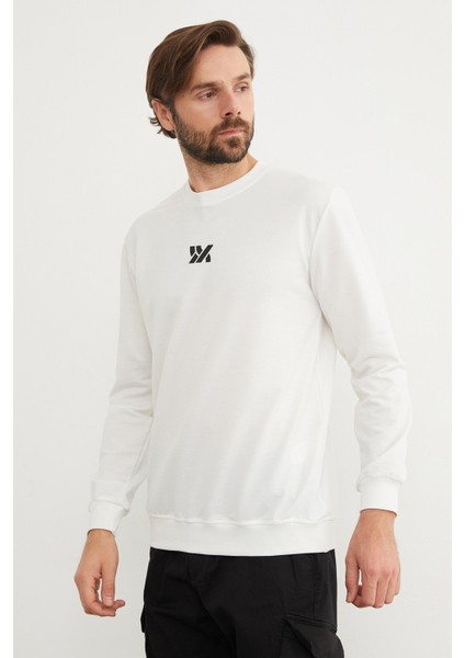 Kabartma Baskılı Bisiklet Yaka Sweatshirt fiyatları