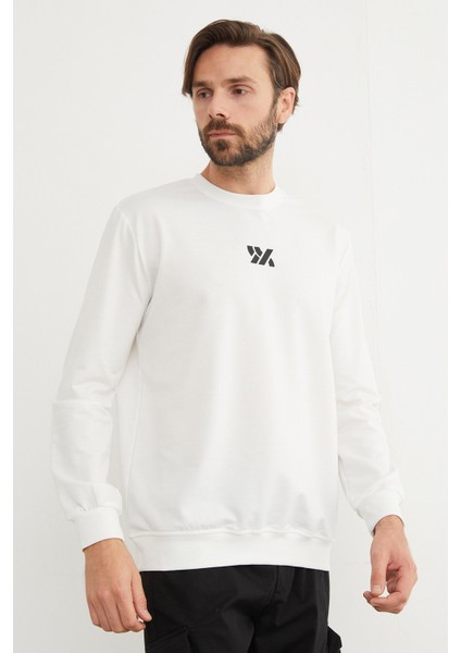 Kabartma Baskılı Bisiklet Yaka Sweatshirt modelleri