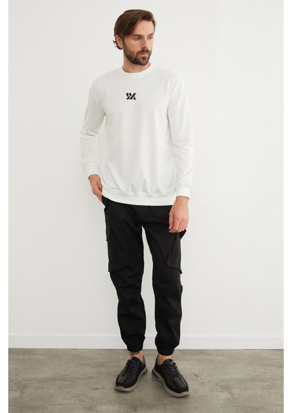 Kabartma Baskılı Bisiklet Yaka Sweatshirt fırsatları