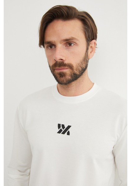 Kabartma Baskılı Bisiklet Yaka Sweatshirt indirimleri