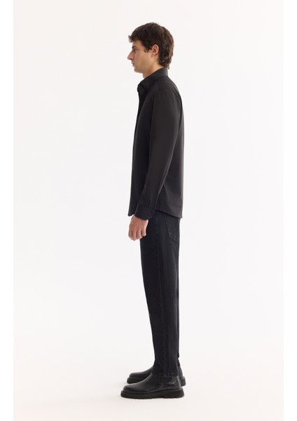 Erkek Siyah Düğmeli Yaka Hızlı Kuruyan Non-Iron Regular Fit Gömlek A52Y2107 modelleri