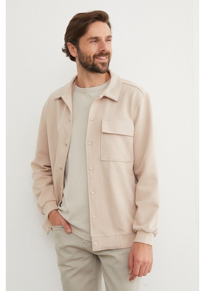 Çıt Çıtlı Cepli Polo Yaka Ceket