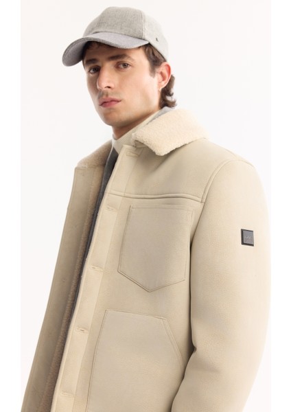 Erkek Ekru Kürklü Yaka Napa Comfort Fit Mont A52Y6057 fiyatları