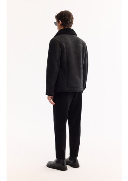 Erkek Siyah Kürklü Yaka Napa Comfort Fit Mont A52Y6057 fırsatları