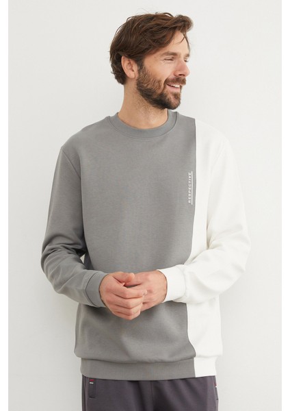 Respectıve Yazı Baskılı Renk Bloklu Sweatshirt