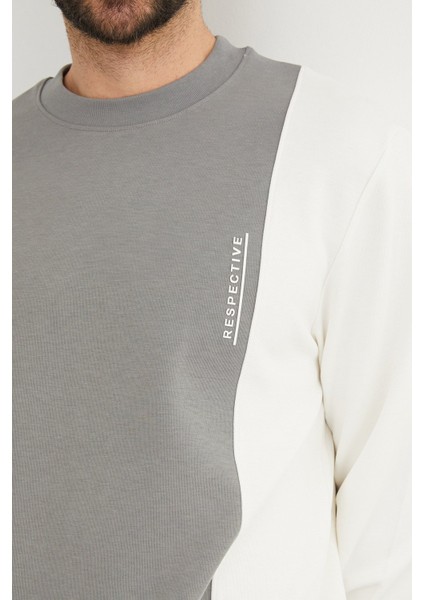 Respectıve Yazı Baskılı Renk Bloklu Sweatshirt modelleri
