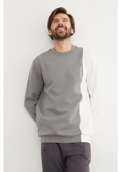 Respectıve Yazı Baskılı Renk Bloklu Sweatshirt