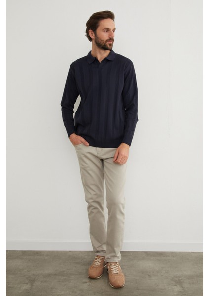 Şeritli Polo Yaka Triko Kazak modelleri