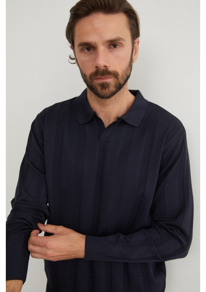 Şeritli Polo Yaka Triko Kazak indirimleri