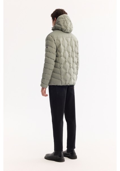 Erkek Nil Yeşili Kapüşonlu Su İtici Rüzgar Geçirmez -5°C Dayanıklı Şişme Mont A52Y6075 fırsatları