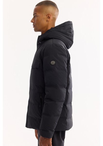 Erkek Siyah Kapüşonlu %100 Kaz Tüyü Su İtici Rüzgar Geçirmez -7°CDayanıklı Şişme Mont A52Y6115 indirimleri