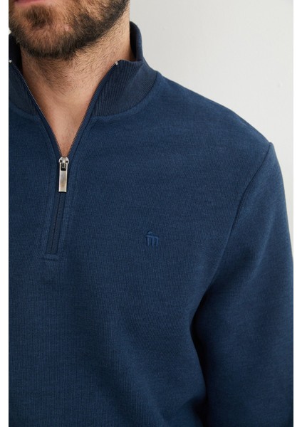 Fitilli Dik Yaka Yarım Fermuarlı Sweatshirt fırsatları