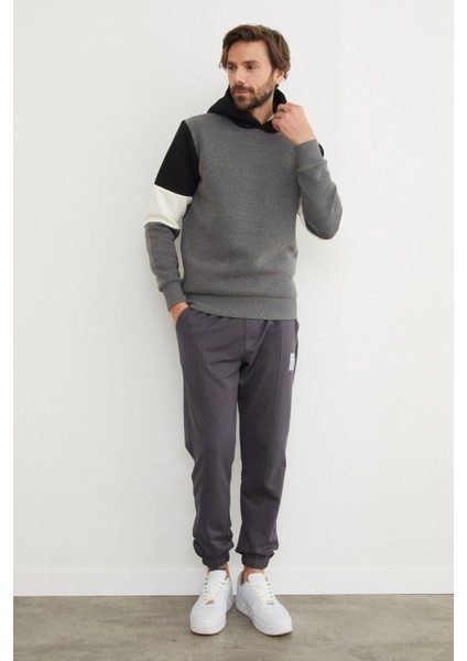 3 Iplik Kolu Renk Bloklu Kapüşonlu Sweatshirt modelleri