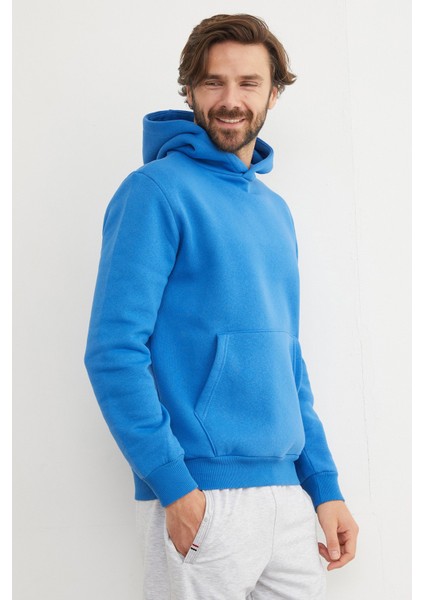 3 Iplik Basic Kanguru Cepli Slim Fit Kapüşonlu Sweatshirt fiyatları