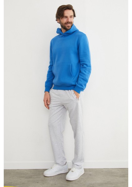 3 Iplik Basic Kanguru Cepli Slim Fit Kapüşonlu Sweatshirt modelleri