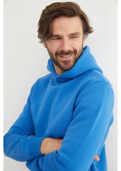 3 Iplik Basic Kanguru Cepli Slim Fit Kapüşonlu Sweatshirt fırsatları