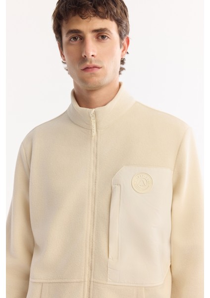 Erkek Ekru Dik Yaka Fermuarlı Soft Touch Polar Regular Fit Sweatshirt A52Y1207 fiyatları