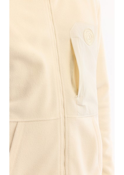 Erkek Ekru Dik Yaka Fermuarlı Soft Touch Polar Regular Fit Sweatshirt A52Y1207