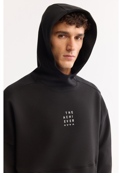 Erkek Siyah Bisiklet Yaka Pamuklu Bi-Stretch Baskılı Oversize Fit Sweatshirt A52Y1312 fiyatları