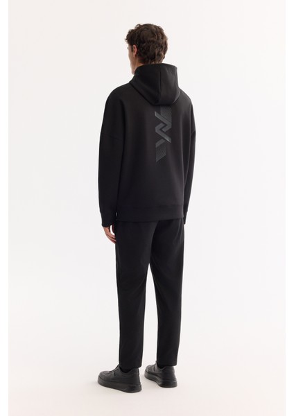 Erkek Siyah Bisiklet Yaka Pamuklu Bi-Stretch Baskılı Oversize Fit Sweatshirt A52Y1312 fırsatları