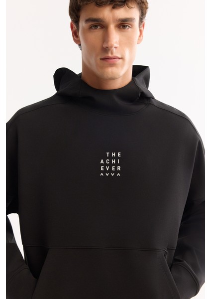 Erkek Siyah Bisiklet Yaka Pamuklu Bi-Stretch Baskılı Oversize Fit Sweatshirt A52Y1312 indirimleri