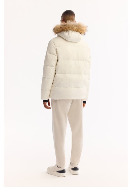 Erkek Beyaz %100 Kaz Tüyü Su İtici Rüzgar Geçirmez -10°C Dayanıklı Şişme Mont A52Y6084 fırsatları