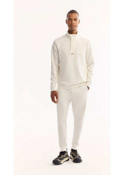 Erkek Ekru Dik Yaka Fermuarlı Pamuklu Bi-Stretch Regular Fit Sweatshirt A52Y1282 indirimleri