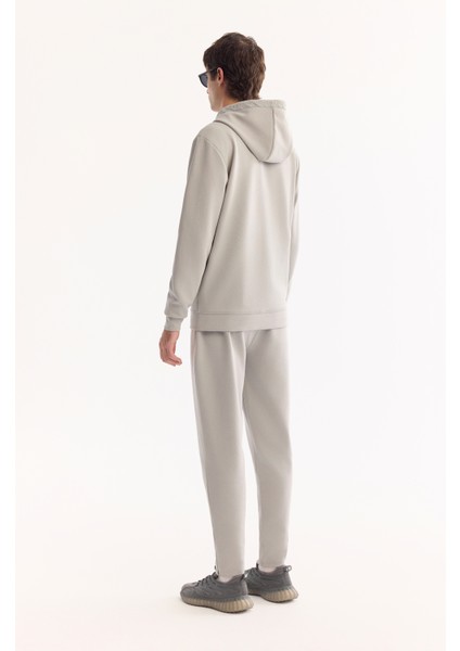 Erkek Gri Kapüşonlu Yaka Fermuarlı Pamuklu Bi-Stretch Regular Fit Sweatshirt A52Y1270 fırsatları