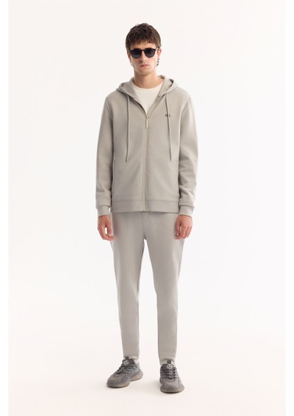 Erkek Gri Kapüşonlu Yaka Fermuarlı Pamuklu Bi-Stretch Regular Fit Sweatshirt A52Y1270 indirimleri