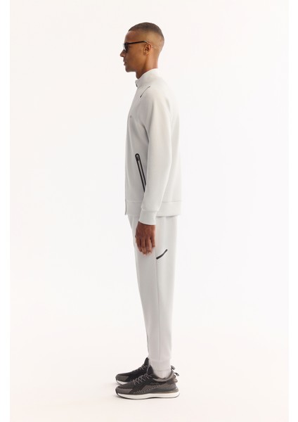 Erkek Açık Gri Fermuarlı Teknik Kumaş Regular Fit Sweatshirt A52Y1335 modelleri