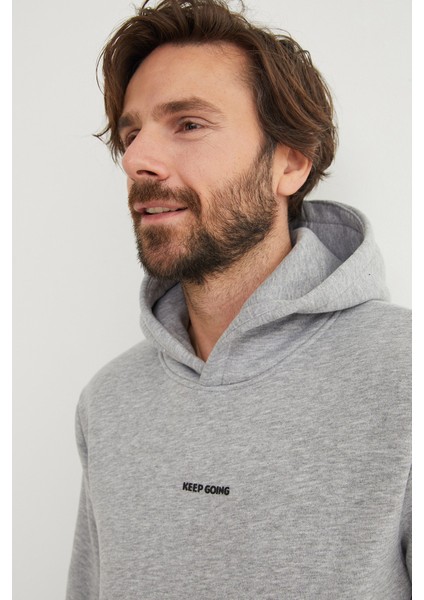 3 Iplik Keep Going Yazı Baskılı Kapüşonlu Oversize Sweatshirt fırsatları