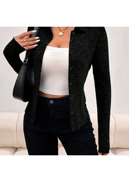 Kadın Uzun Kollu Yakalı Önden Düğmeli Kısa Ceket fiyatları