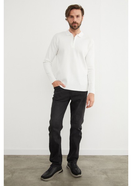 Fitilli Yarım Fermuarlı Polo Yaka Triko Kazak fiyatları