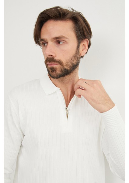 Fitilli Yarım Fermuarlı Polo Yaka Triko Kazak fırsatları