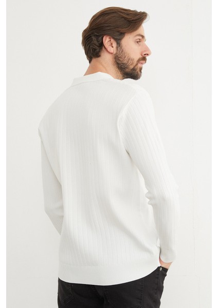 Fitilli Yarım Fermuarlı Polo Yaka Triko Kazak indirimleri