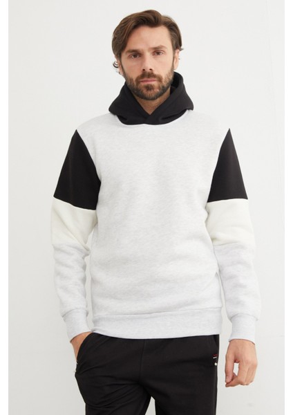 3 Iplik Kolu Renk Bloklu Kapüşonlu Sweatshirt fiyatları