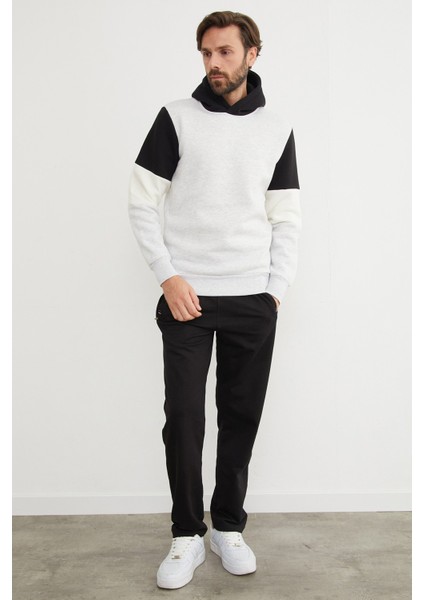 3 Iplik Kolu Renk Bloklu Kapüşonlu Sweatshirt modelleri