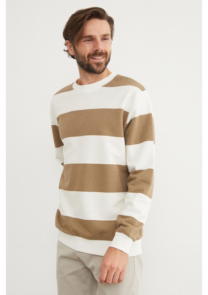 Çizgili Bisiklet Yaka Sweatshirt fiyatları