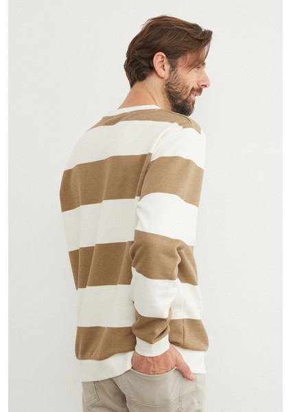 Çizgili Bisiklet Yaka Sweatshirt indirimleri