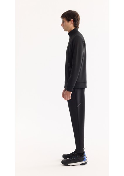 Erkek Siyah Dik Yaka Fermuarlı Bi-Stretch Regular Fit Sweatshirt A52Y1335 modelleri
