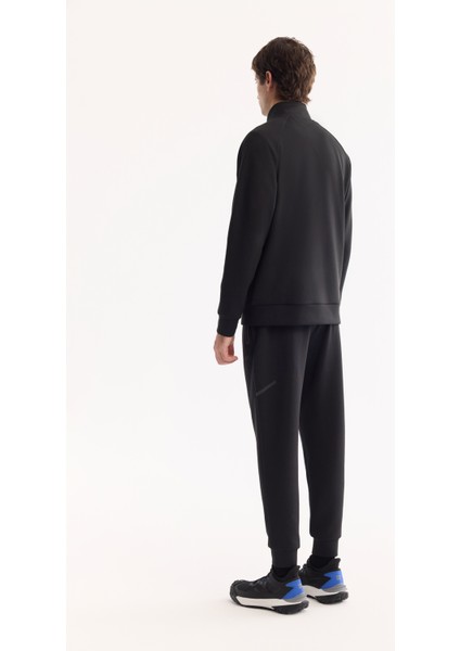 Erkek Siyah Dik Yaka Fermuarlı Bi-Stretch Regular Fit Sweatshirt A52Y1335 fırsatları