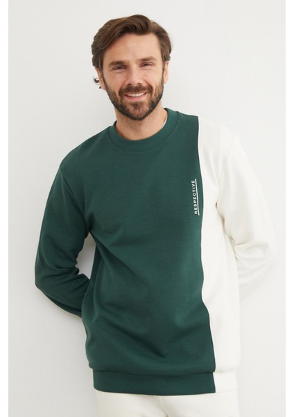 Respectıve Yazı Baskılı Renk Bloklu Sweatshirt