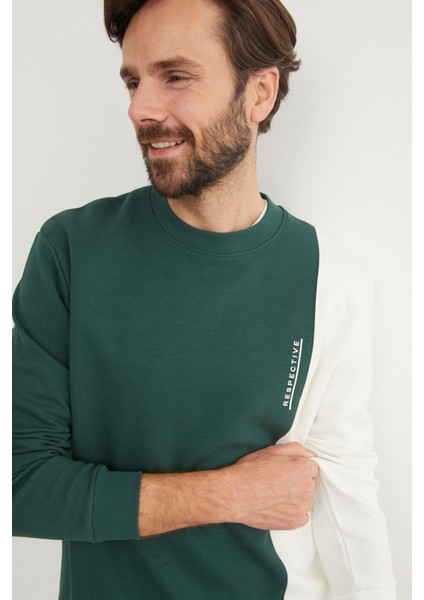 Respectıve Yazı Baskılı Renk Bloklu Sweatshirt
