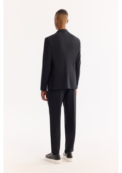 Erkek Siyah Bi-Stretch Teknik Kumaş Comfort Slim Fit Ceket A52Y4009