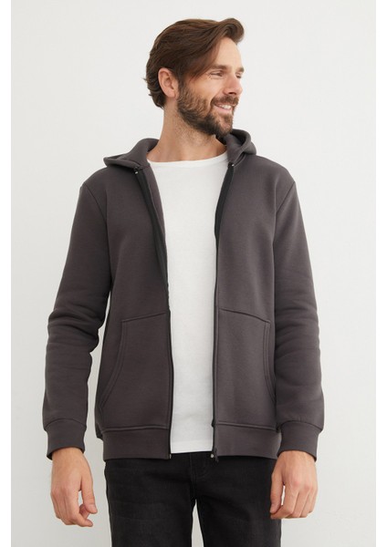 3 Iplik Fermuarlı Kanguru Cepli Sweatshirt fırsatları