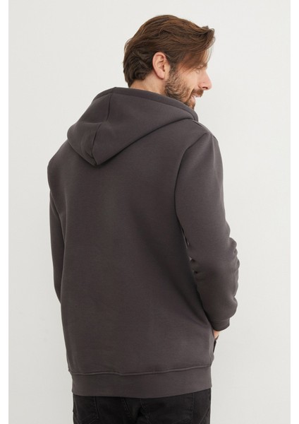 3 Iplik Fermuarlı Kanguru Cepli Sweatshirt